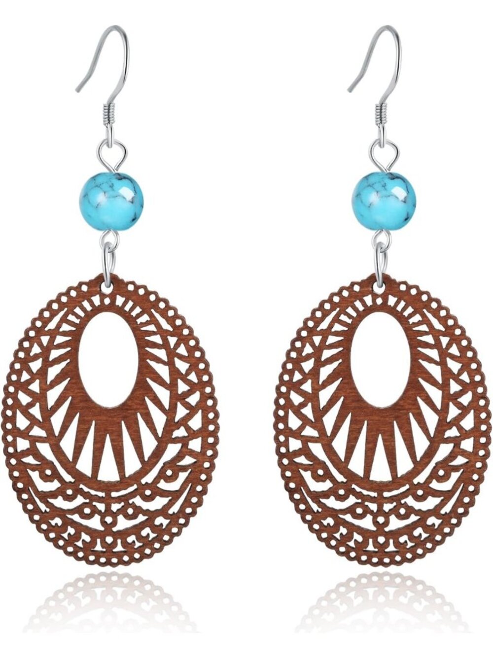Trendy Boho Turquoise Dangle Earrings - Vintage Ethnic Drop Jewelry for Women